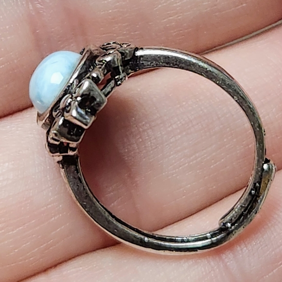 Genuine Blue Larimar Vintage Style Adjustable Crystal Ring - Picture 6 of 6